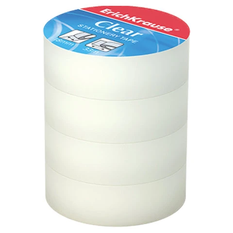 Клейкие ленты 18 мм х 33 м канцелярские ERICH KRAUSE "Clear", комплект