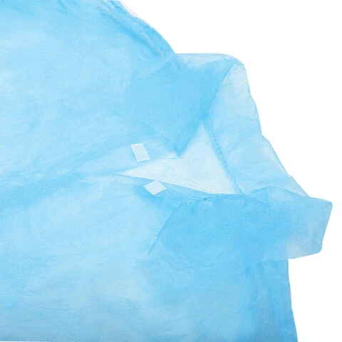 Халат одноразовый голубой на липучке КОМПЛЕКТ 10 шт., XL, 110 см, резинка, 20