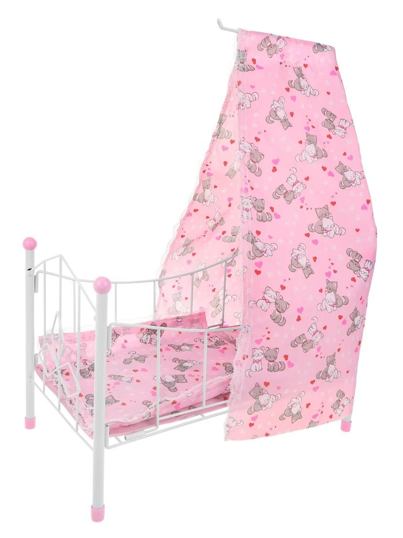Кроватка для куклы с балдахином Котята, 42*25*59 см.