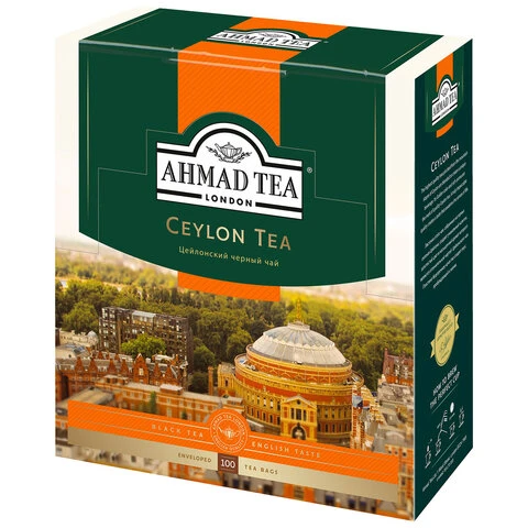 Чай AHMAD "Ceylon Tea", черный, 100 пакетиков с ярлычками по 2 г,