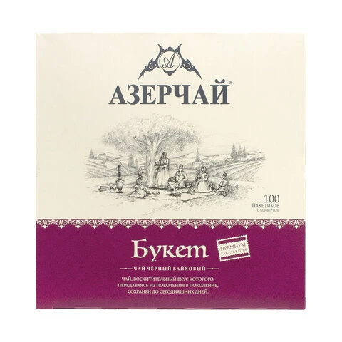 Чай АЗЕРЧАЙ "Premium collection" чёрный, 100 пакетиков с ярлычками по