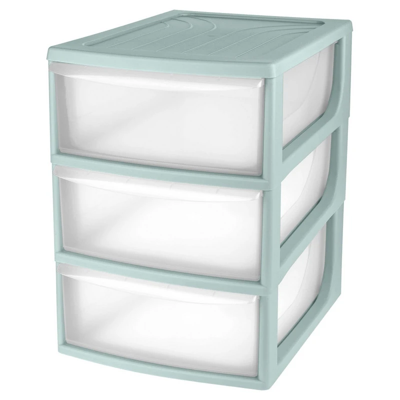 Бокс с выдвижными лотками А5 pastel, мятный 3 прозрачных лотка