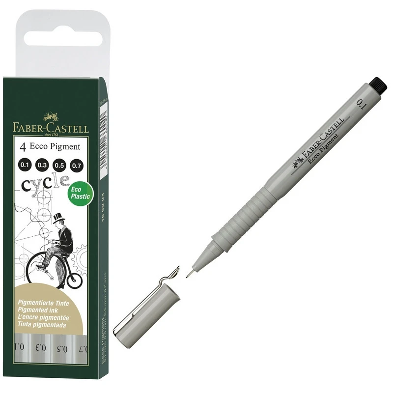 Набор капиллярных ручек Faber-Castell Ecco Pigment черн, 4 шт., 166004