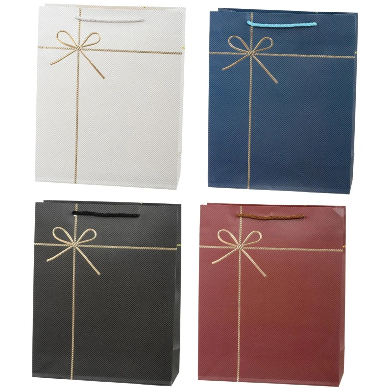 Пакет подарочный ЗОЛОТОЙ БАНТИК, плотный, ассорти, 26x10x32 см, МС-6048