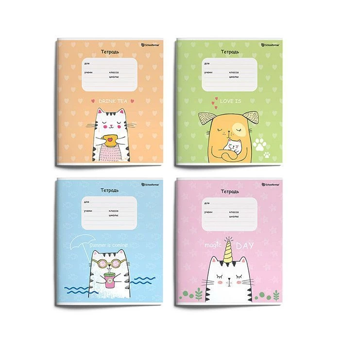 Тетрадь Schoolformat 18 листов, клетка, ЖИЗНЬ КОТИКОВ мелованный картон, ВД-лак Тетрадь Schoolformat 18 листов, клетка, ЖИЗНЬ КОТИКОВ мелованный картон, ВД-лак