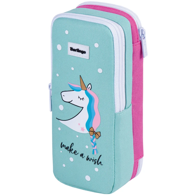 Пенал 2 отделения мягкий Berlingo "Make a wish", 205*80*55 мм, с