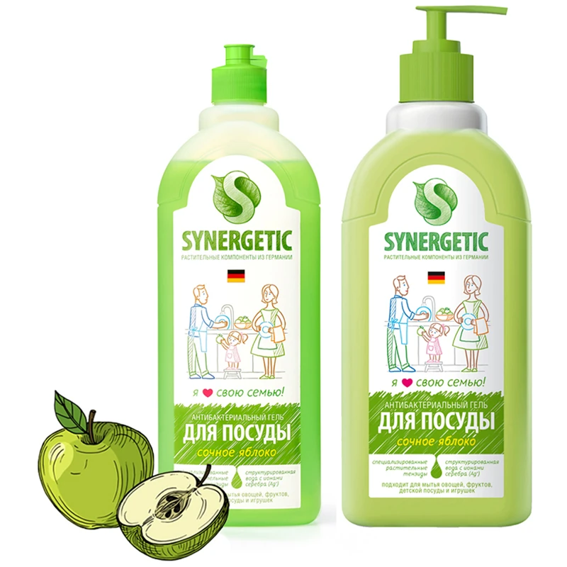 Средство для мытья посуды, фруктов, игрушек Synergetic "Яблоко", Средство для мытья посуды, фруктов, игрушек Synergetic "Яблоко",