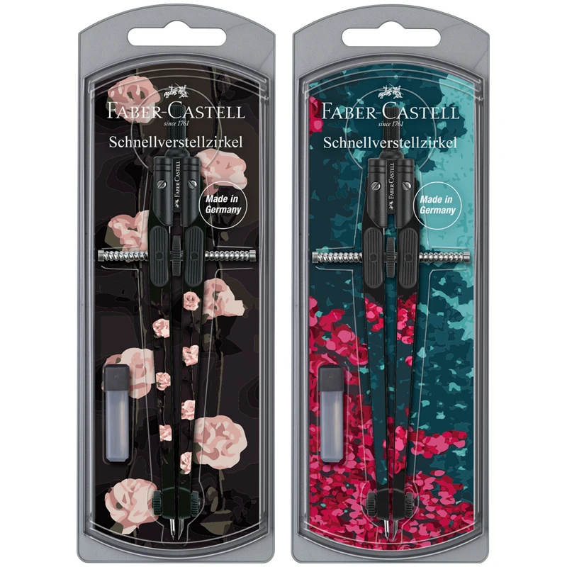 Циркуль Faber-Castell "Girls 2021", дизайн ассорти, + грифели,