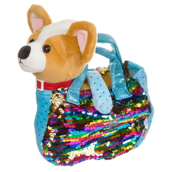 Собачка в сумке с пайеткиами, Bondibon МИЛОТА, c ошейником и поводком, PAC,