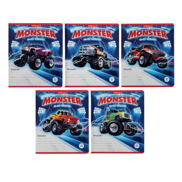 Тетрадь 18 листов в клетку ErichKrause Monster Car, обложка мелованный картон,