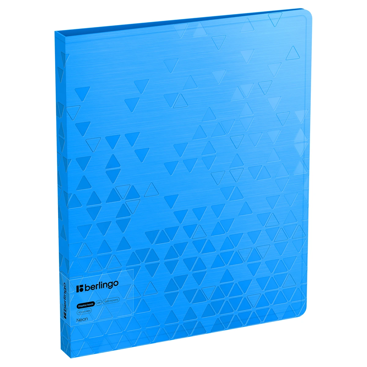 Папка с 40 вкладышами Berlingo "Neon", 24мм, 1000мкм, голубой неон