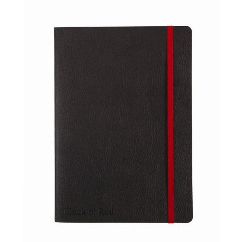 Блокнот OXFORD BLACK?n?RED A5 72л фикс.резинка, карман, мягк.обл. 400051204