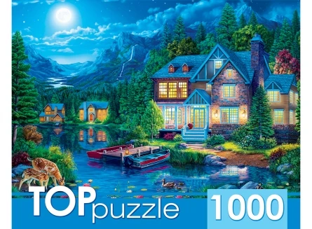 TOPpuzzle. ПАЗЛЫ 1000 элементов. ХТП1000-2165 Домик и лунное озеро