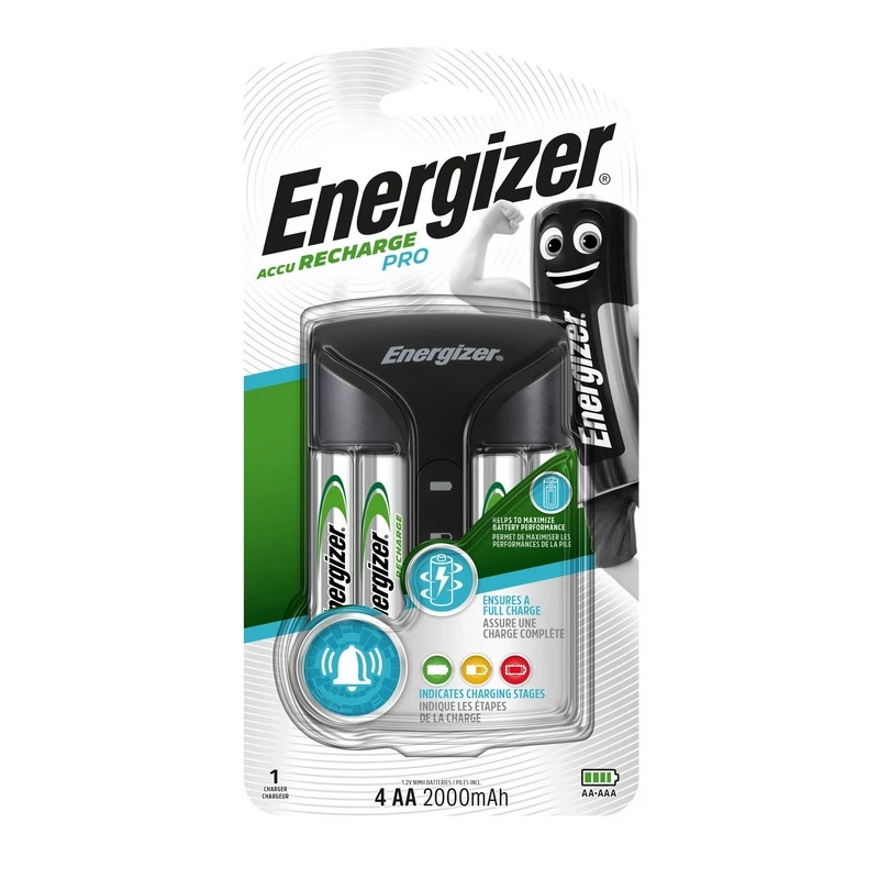 Зарядное устройство Energizer Pro: 2/4 слота AA/AAA, + 4 акк. AA 2000mAh