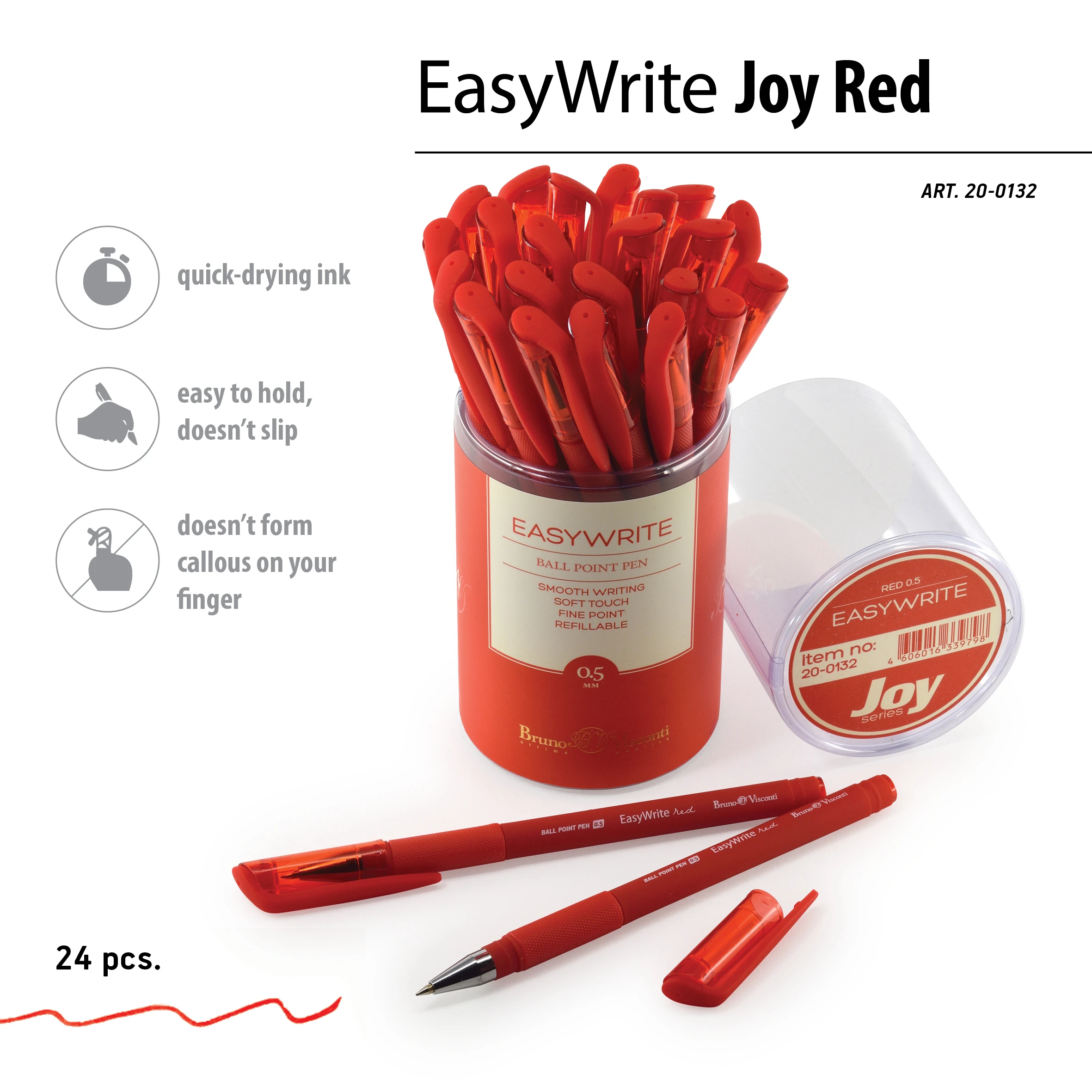 РУЧКА "EasyWrite.Red" ШАРИКОВАЯ 0.5 ММ, КРАСНАЯ