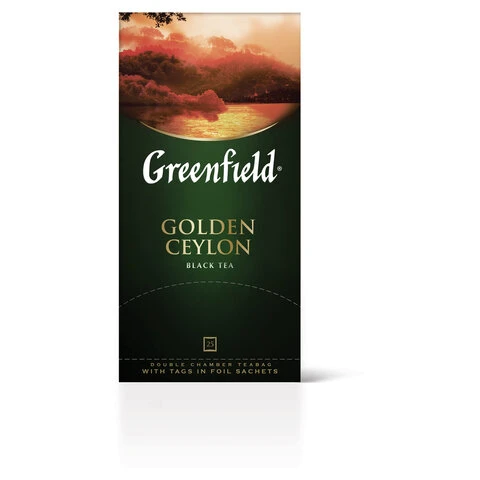 Чай GREENFIELD (Гринфилд) "Golden Ceylon", черный, 25 пакетиков в