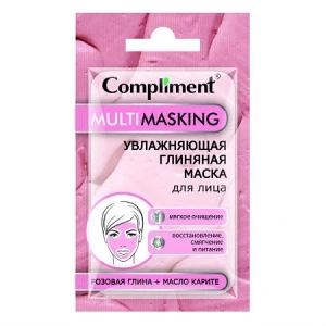 Compliment Саше MULTIMASKING Глиняная УВЛАЖНЯЮЩАЯ маска для лица с розовой