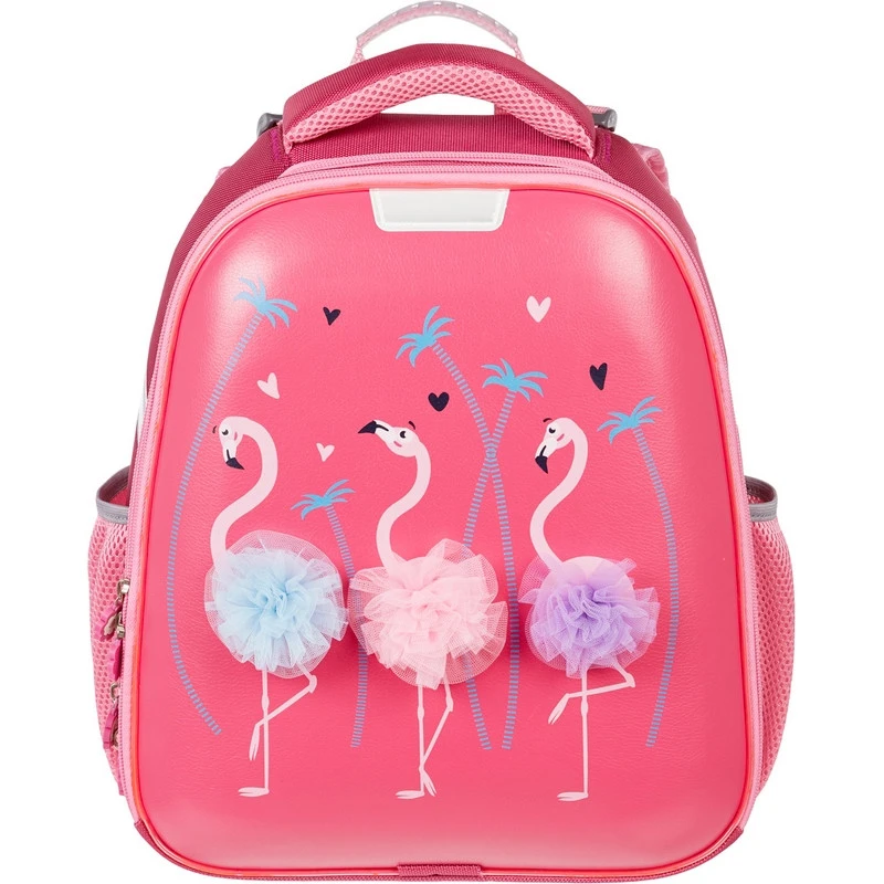 Ранец №1School Basic Flamingo, 2 отд., ортоп.спинка, экокожа, светящ. кант