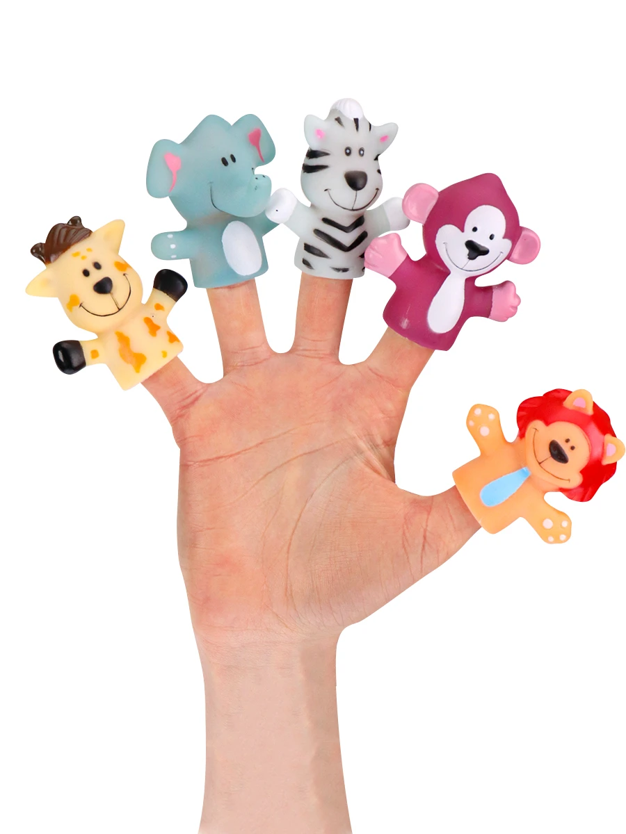 Резиновая игрушка на палец "Зверята 2" (5 шт. на подложке)