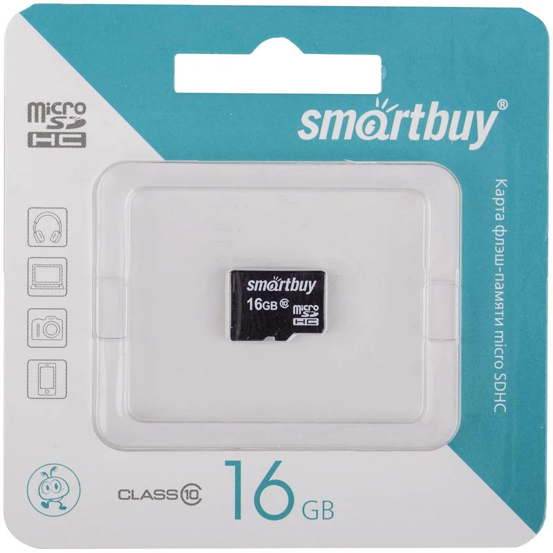 Карта памяти MicroSDHC 16GB Class 10 SmartBuy: SB16GBSDCL10-00 штр.: