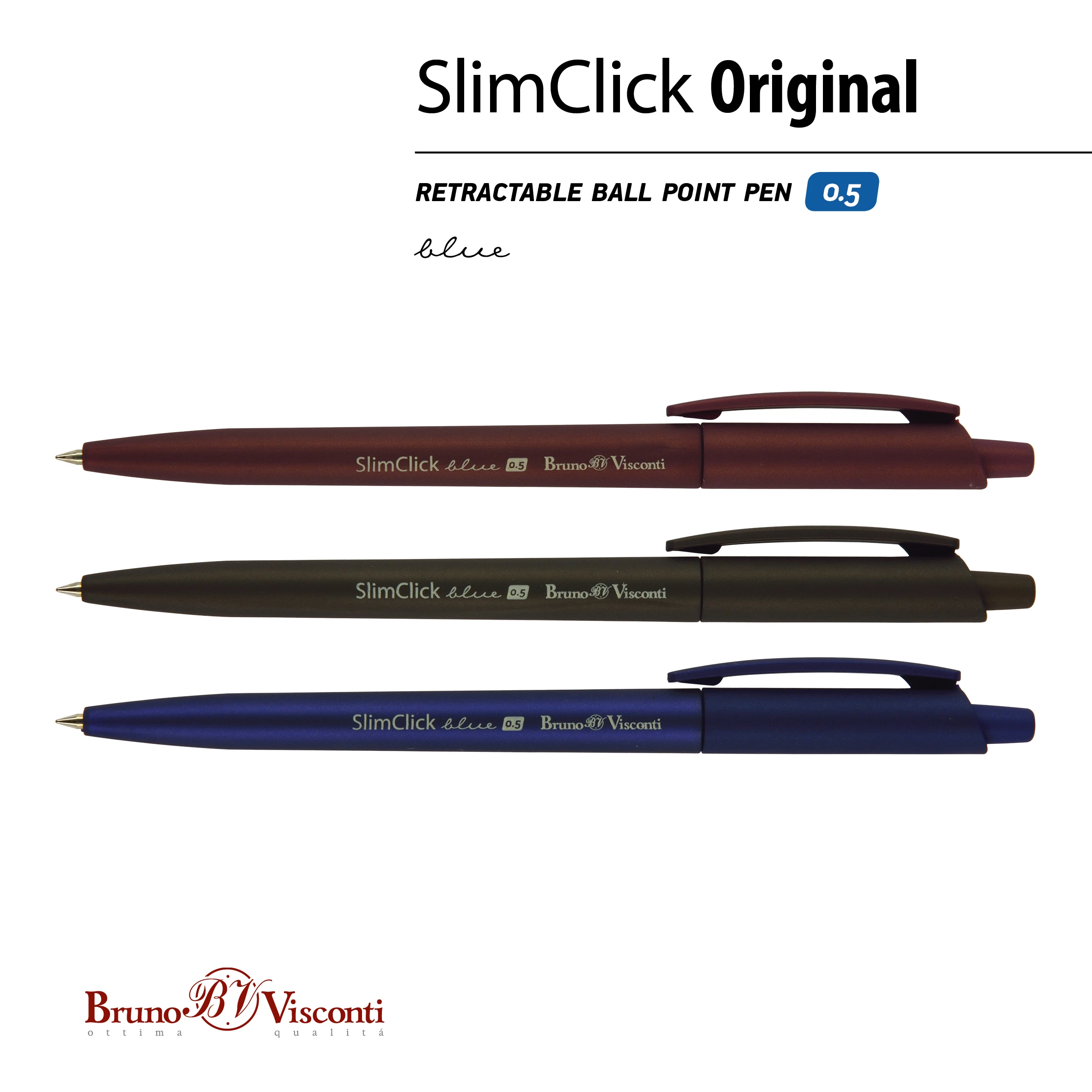 РУЧКА "SlimClick.ORIGINAL" ШАРИКОВАЯ АВТОМАТИЧЕСКАЯ 0.5 ММ, СИНЯЯ (3