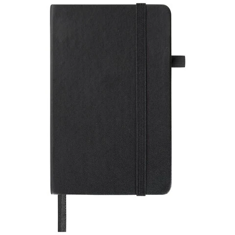 Скетчбук, черная бумага 140 г/м2 90х140 мм, 80 л., КОЖЗАМ, резинка, карман,