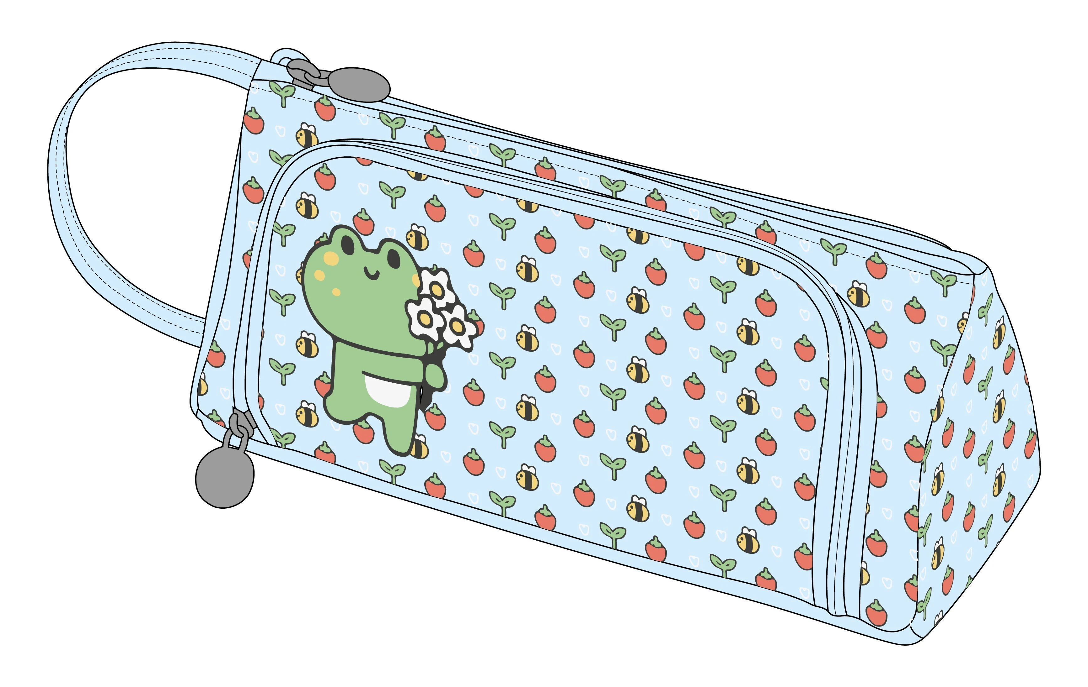 Пенал 1 отделение, сред. LOREX KIDS HAPPY FROG 210x85x105 мм голуб. полиэстер