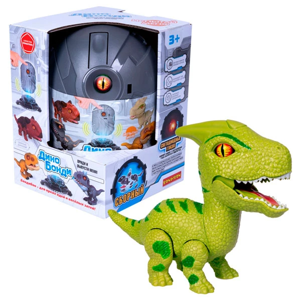 Сборный динозавр Дино Бонди со светом и звуком, паразауролоф, тм Bondibon, BOX