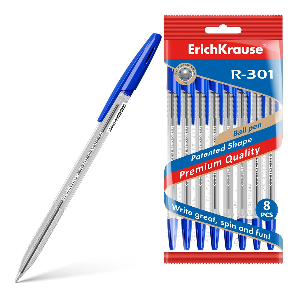 Ручка шариковая Erich Krause® R-301 Classic Stick 1.0, цвет чернил синий