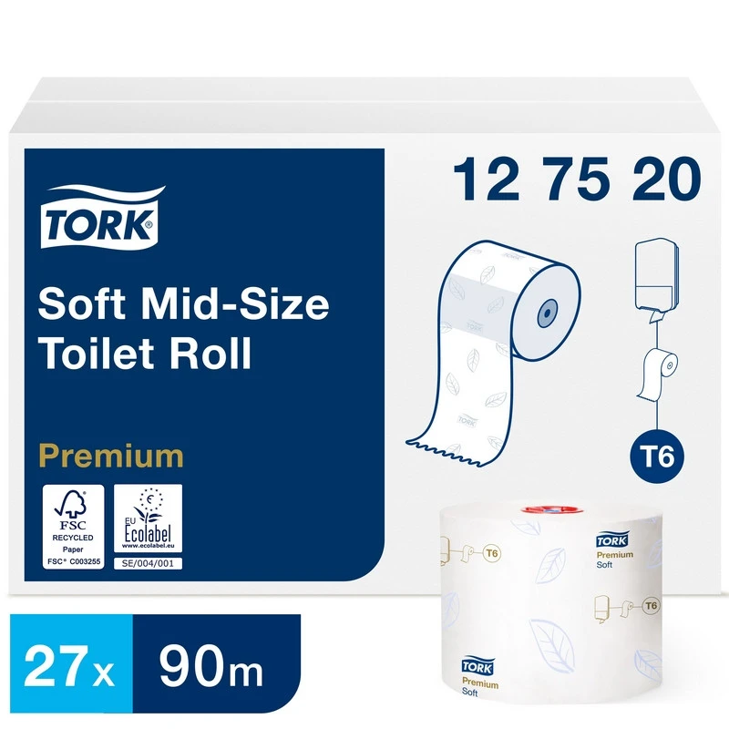 Бумага туалетная Tork Premium T6 2сл бел 100%цел втул 90м 27рул/уп 127520 штр. 