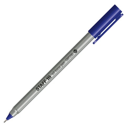 Ручка шариковая масляная STAFF EVERYDAY, СИНЯЯ, трехгранная, корпус серый, узел