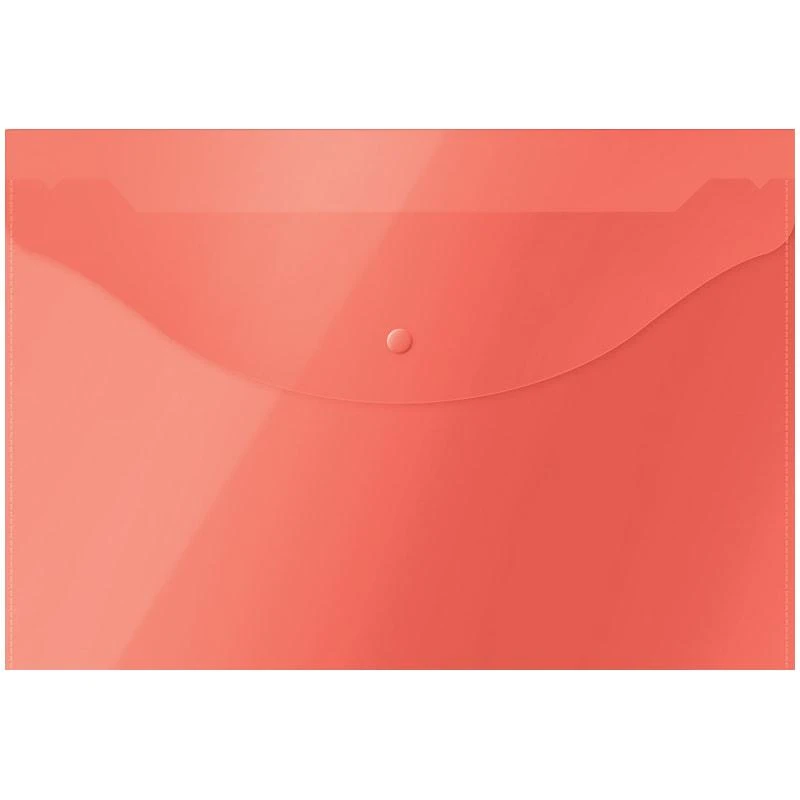 Папка-конверт на кнопке OfficeSpace  А4, 120мкм, красная. 281219