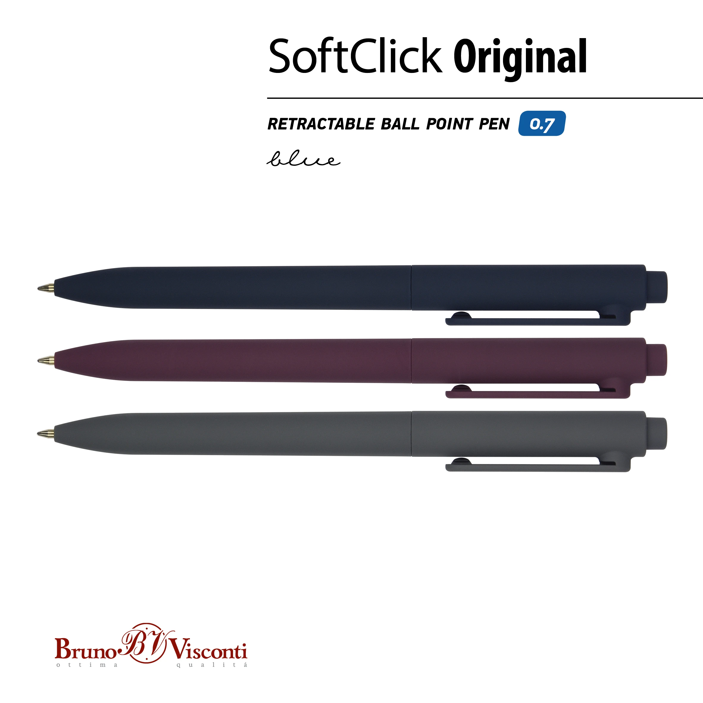 РУЧКА "SoftClick.ORIGINAL" ШАРИКОВАЯ АВТОМАТИЧЕСКАЯ 0.7 ММ, СИНЯЯ (3