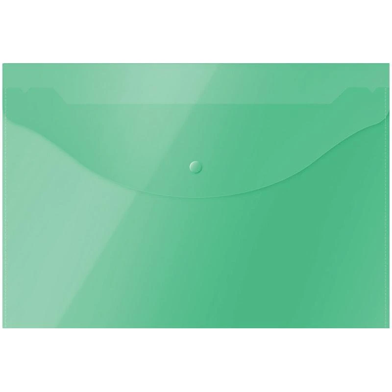Папка-конверт на кнопке OfficeSpace  А4, 120мкм, зеленая. 281218