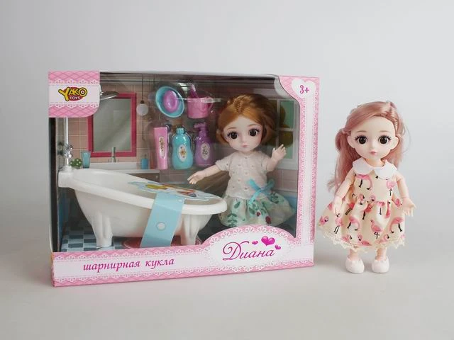 Мини Кукла в наборе. Шарнирная кукла Диана в ванночке (2 вида микс)