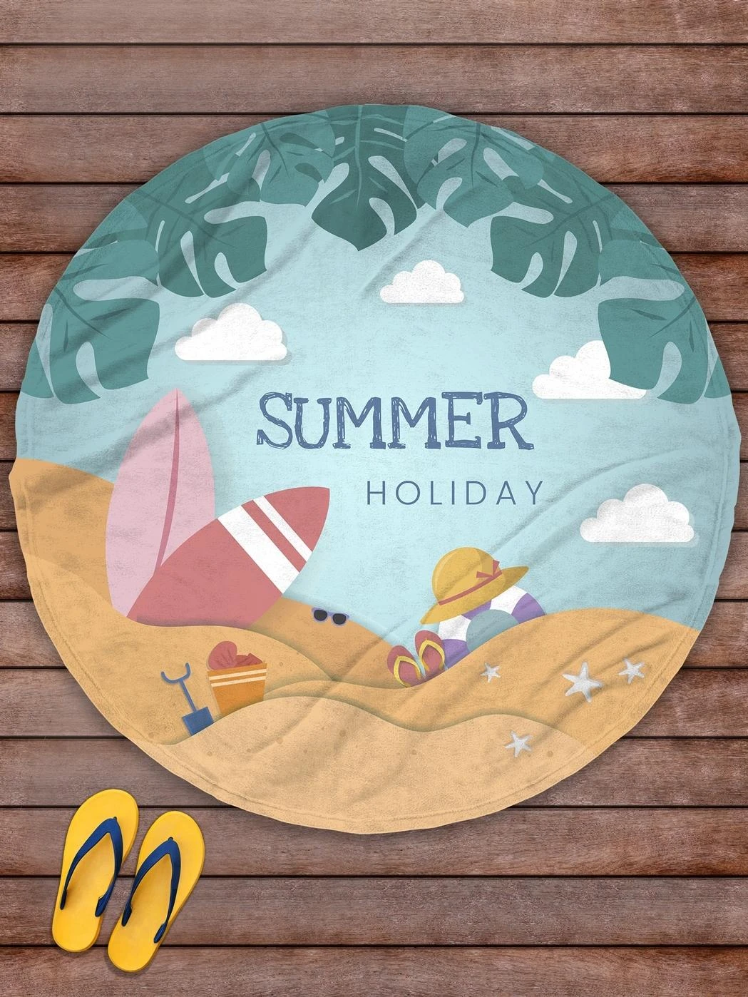 Плед покрывало пляжное/ для пикника, флис, д.145 Summer Holiday. 8046245