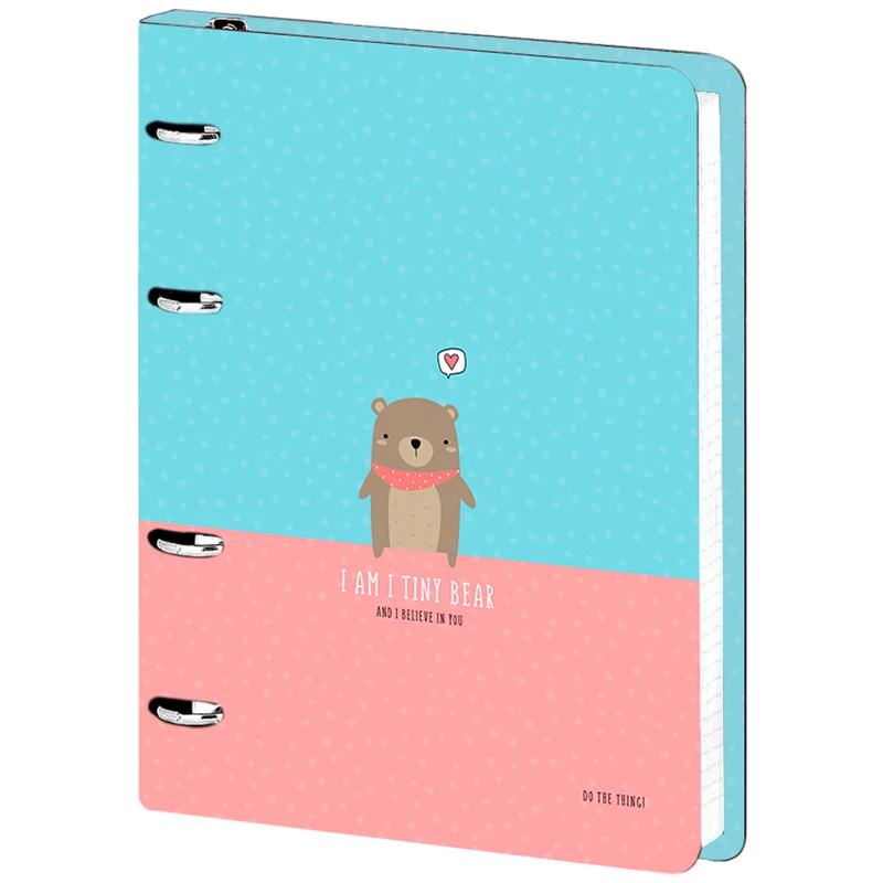 Тетрадь на кольцах А5, 120л., MESHU "Tiny bear", картон, мат. лам.,