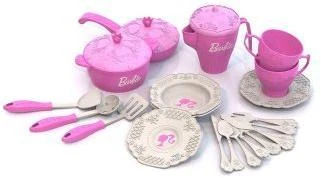 Набор кухонной и чайной посудки Барби, 21 предмет в сетке 639