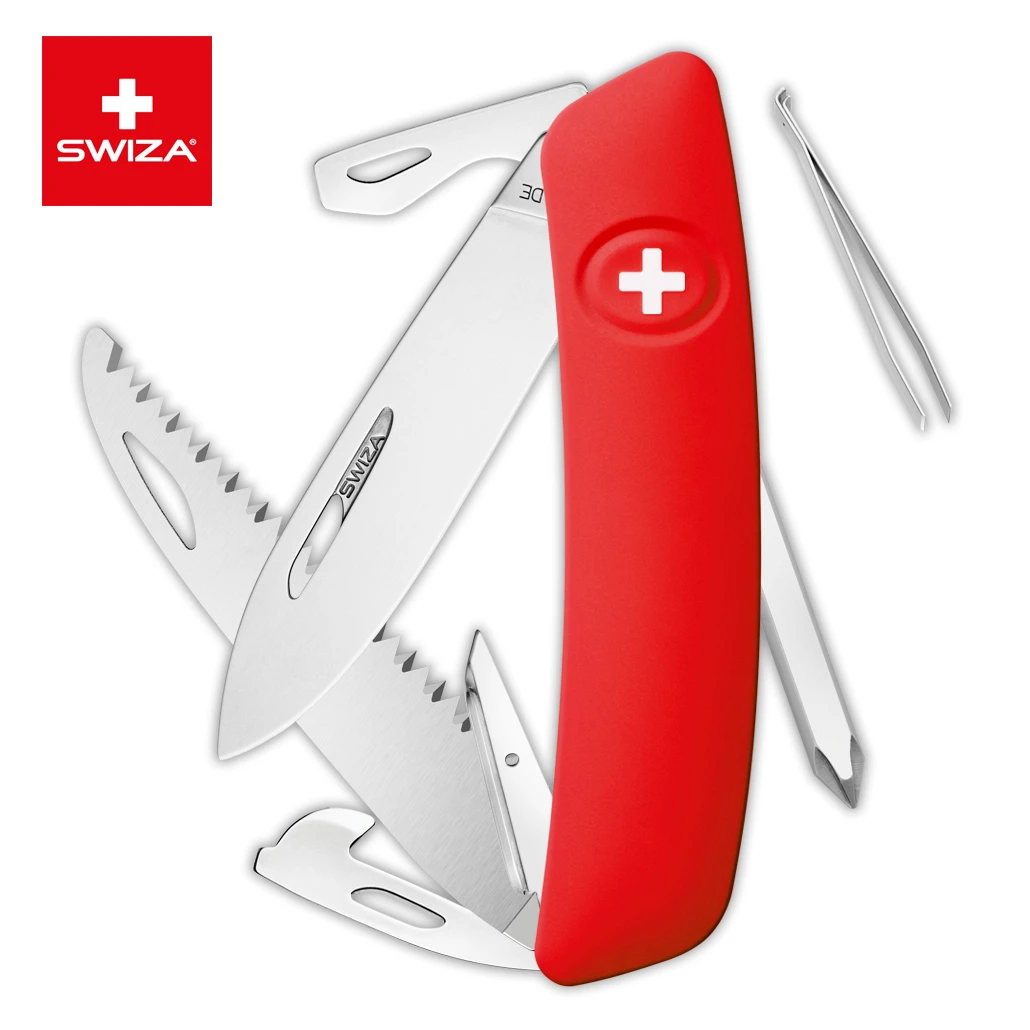 Швейцарский нож SWIZA D06 Standard, 95 мм, 12 функций, красный