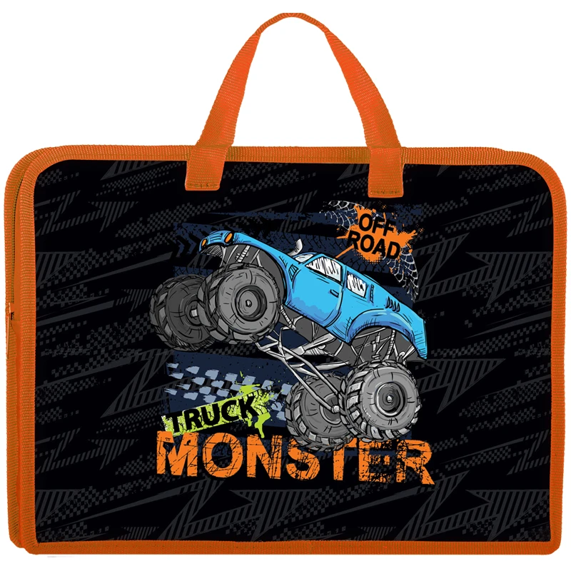 Папка с ручками А4, ArtSpace "Monster truck", пластик, на молнии,