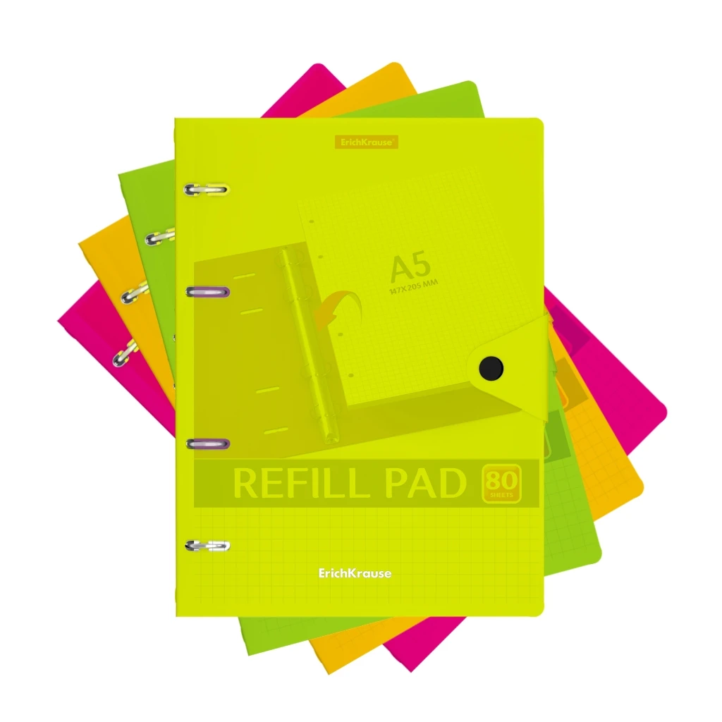 Тетрадь общая с пластиковой обложкой на кольцах ErichKrause® Neon, ассорти, А5, Тетрадь общая с пластиковой обложкой на кольцах ErichKrause® Neon, ассорти, А5,