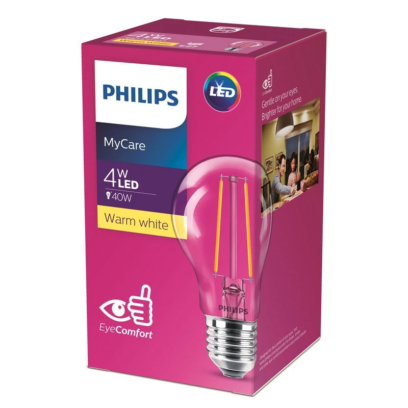 Лампа светодиодная Philips LED Classic 4-40W A60 E27 тепл. филам. груша