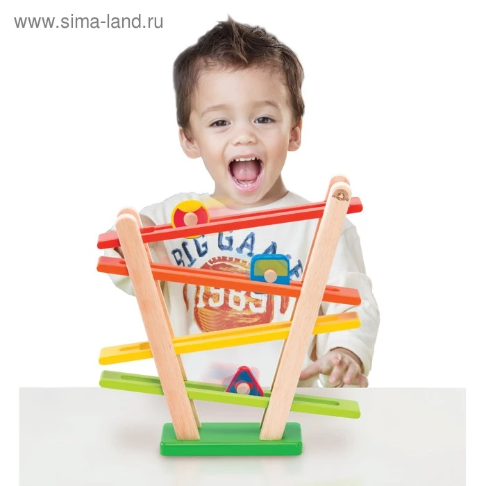 Деревянная игрушка «Радуга», с катящимися роликами
