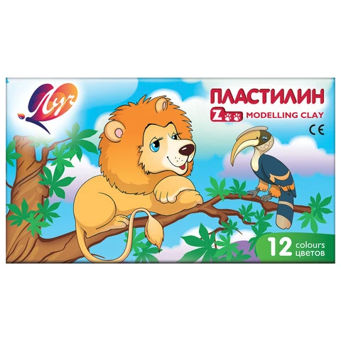 Пластилин ЛУЧ "Zoo", 12 цветов, 162 г, картонная коробка, 19С 1272-08