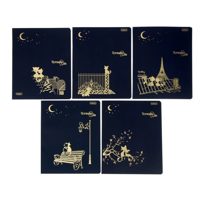 Тетрадь 48 листов в клетку Romantic cats, обложка мелованный картон, матовая Тетрадь 48 листов в клетку Romantic cats, обложка мелованный картон, матовая