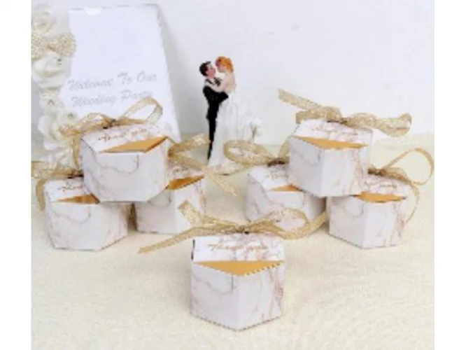 Коробка подарочная с лентой "Мрамор", 8*5 cm КОР-7345