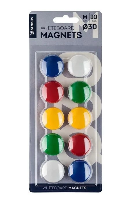 Набор магнитов цветных 30 мм 10 шт. (блистер). МЦ30-10