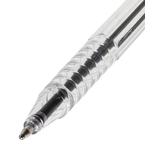 Ручка шариковая STAFF, СИНЯЯ, шестигранная, корпус прозрачный, узел 1 мм, линия