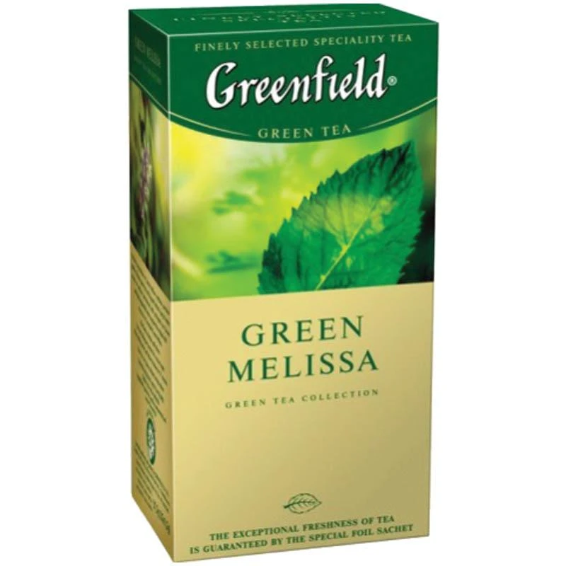 Чай Greenfield Green Melissa, зеленый с мелиссой, 25 фольг. пакетиков по 1,5гр: