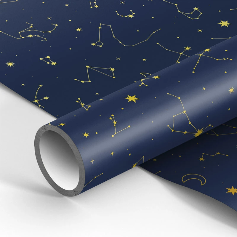 Упаковочная бумага глянц. 70*100см, MESHU "Golden constellations",